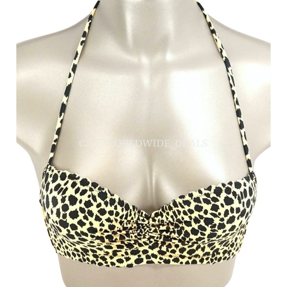 Victoria's Secret Leopard Print Getaway Halter Swim Top 32B - Picture 1 of 2